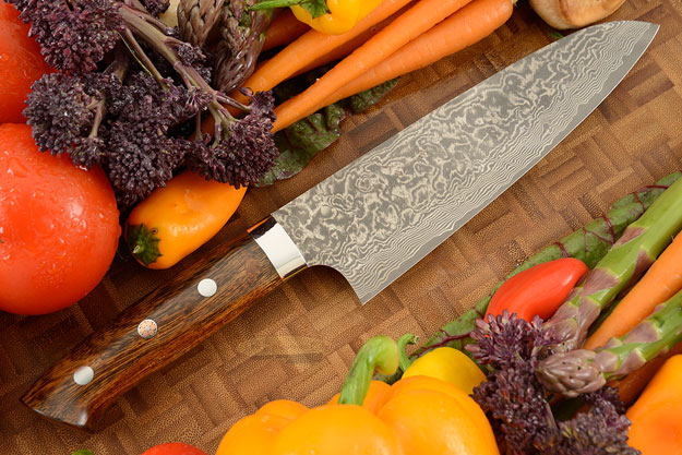 Damascus Chef's Knife (Santoku) - 180mm (7-1/8in) -  with Ironwood