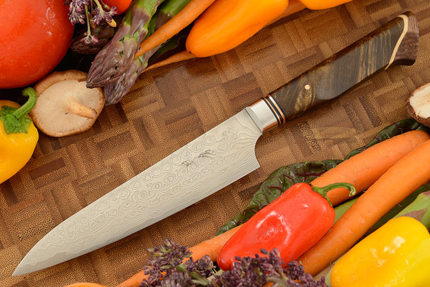 Utility Knife - Fruit - (5-1/3 in) with Stainless Damascus and Maple Burl