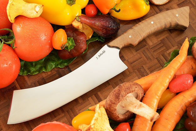 Chef's Knife - Nakiri - with Curly Maple (7 1/8 inches)