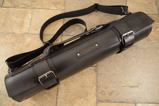 14 Slot Leather Roll Knife Bag - Black