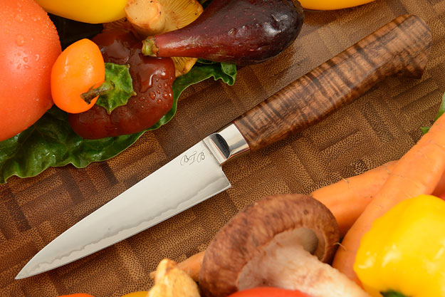 Paring Knife (3-1/2 in) - San Mai with Curly Koa