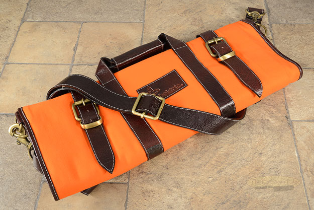 17 Slot Canvas Knife Bag with Leather Trim - Orange (CK110)
