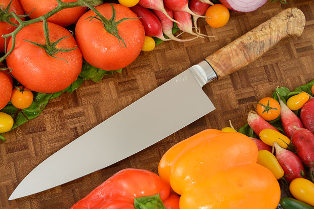 Chef Knife (Gyuto) with Spalted Box Elder Burl (8.2 in.)