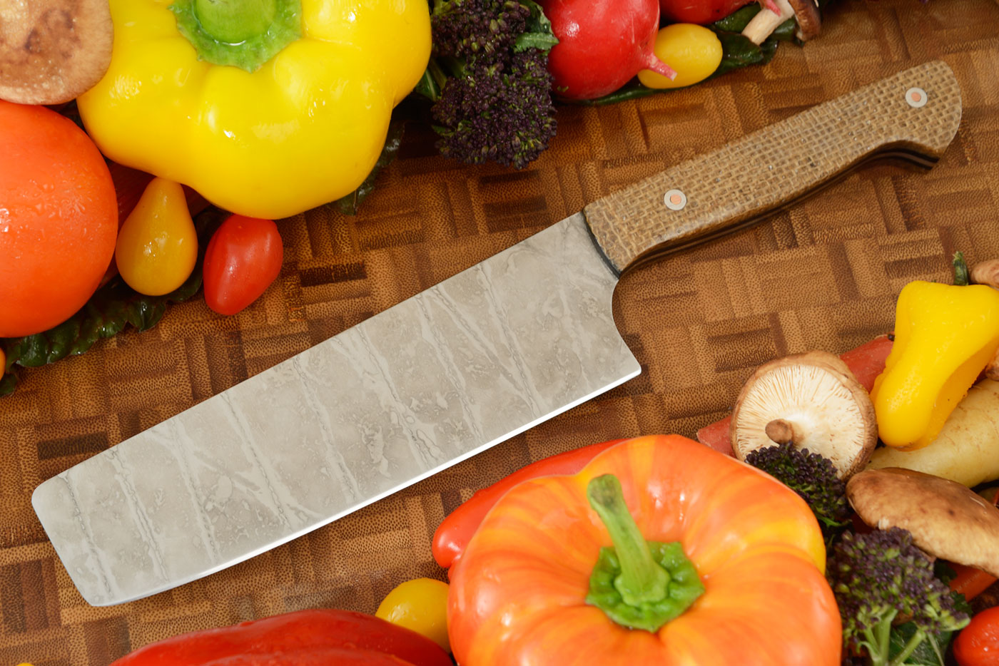 Chef's Knife - Nakiri (6-1/4 in.) with Burlap Micarta and Carbon Steel