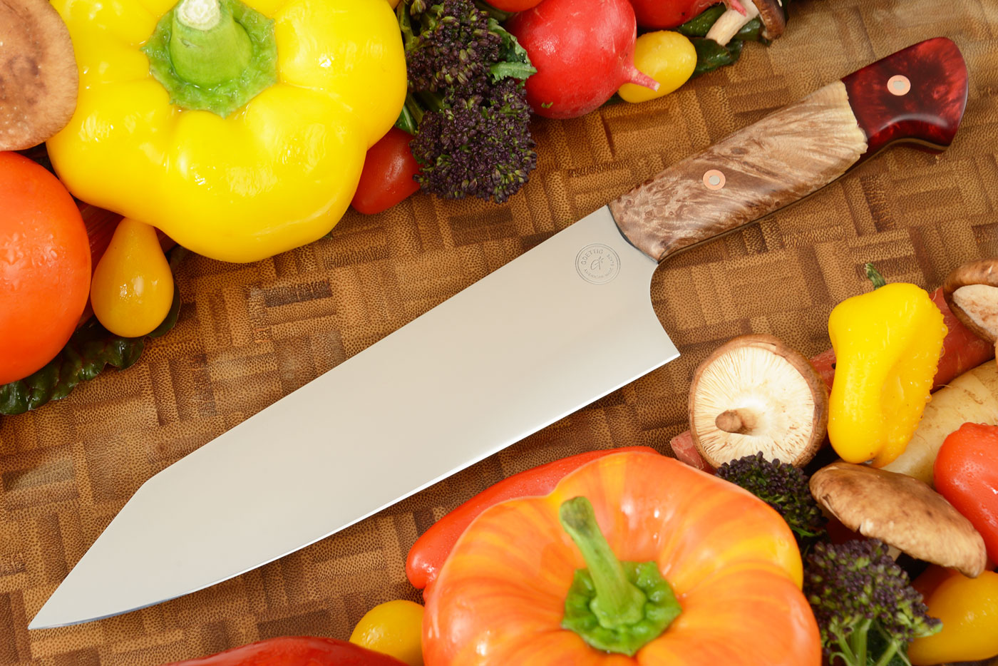 Chef's Knife - Kiritsuke (7-1/2 in.) with Maple Burl and Acrylic