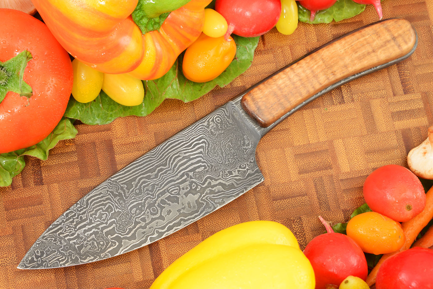 Damascus Chef's Knife (5-1/4 in) with Curly Koa